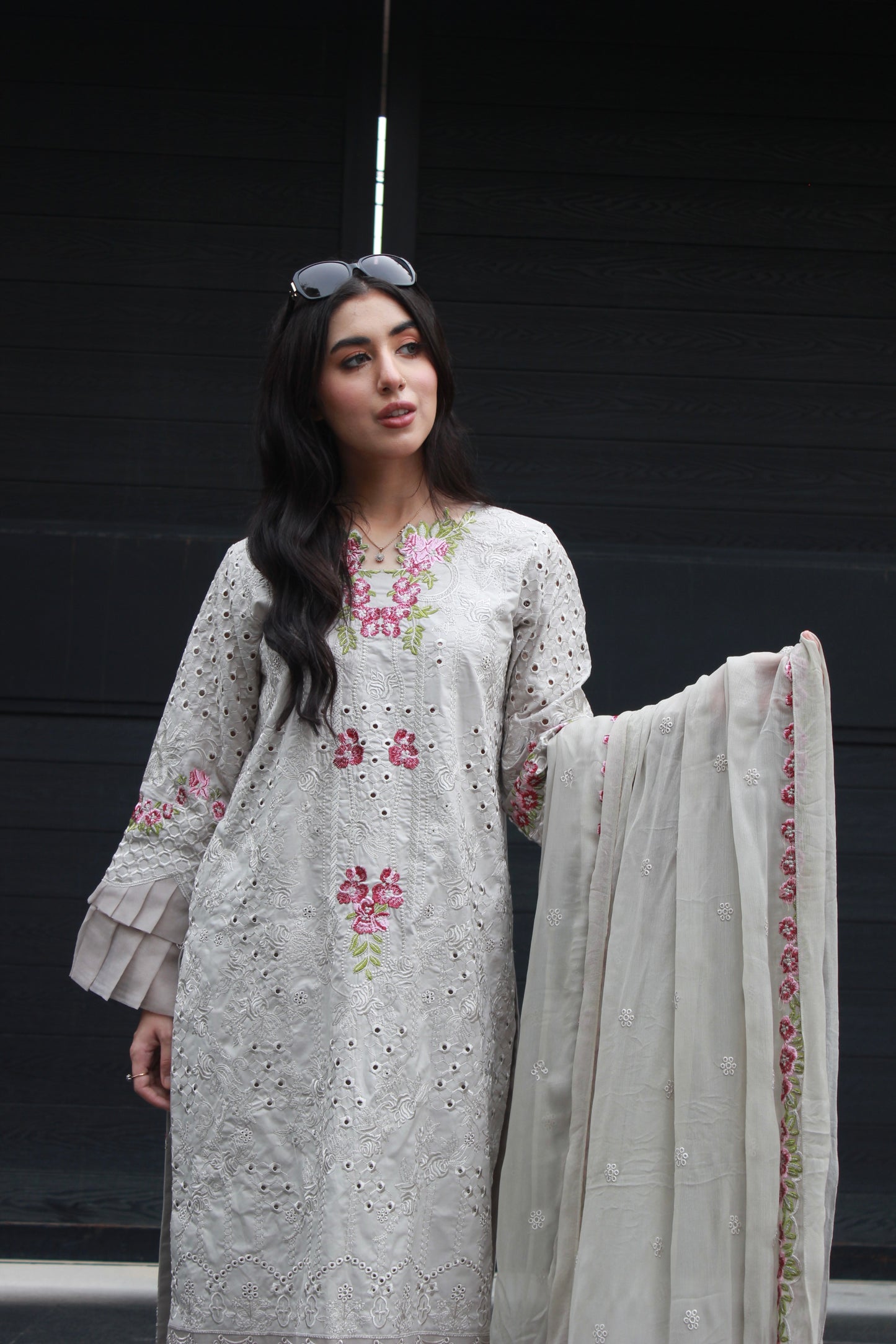 3-Piece Embroidered Stitched Winter Cotton Suit - SES3
