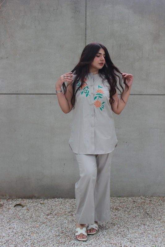 2-Piece Sleeveless Short Shirt with Trouser - STWS3