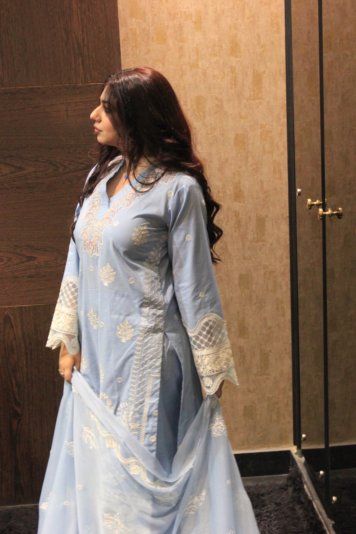 3-Piece Embroidered Stitched Suit - SES1