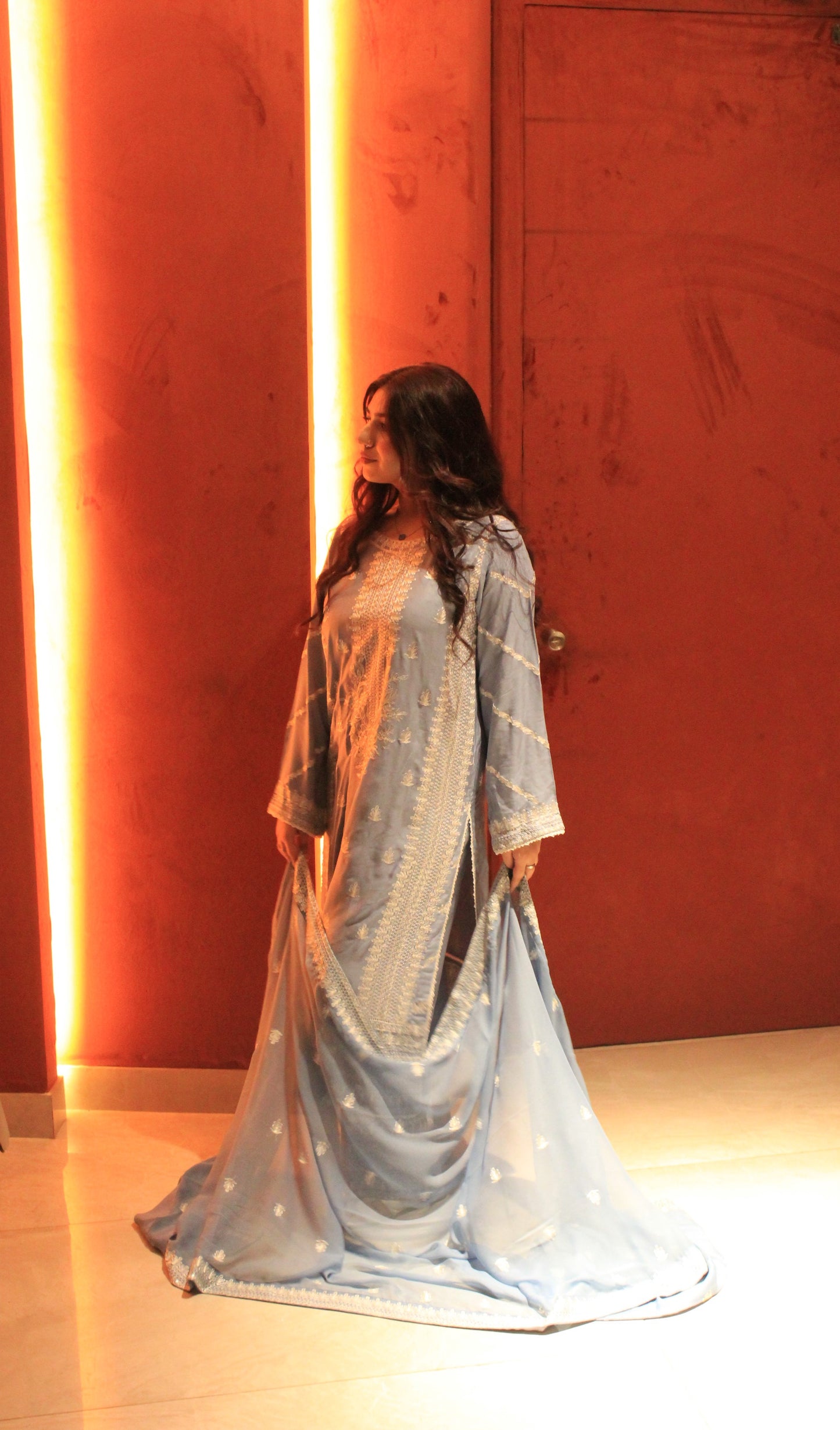 3-Piece Embroidered Stitched Linen Suit - SES5