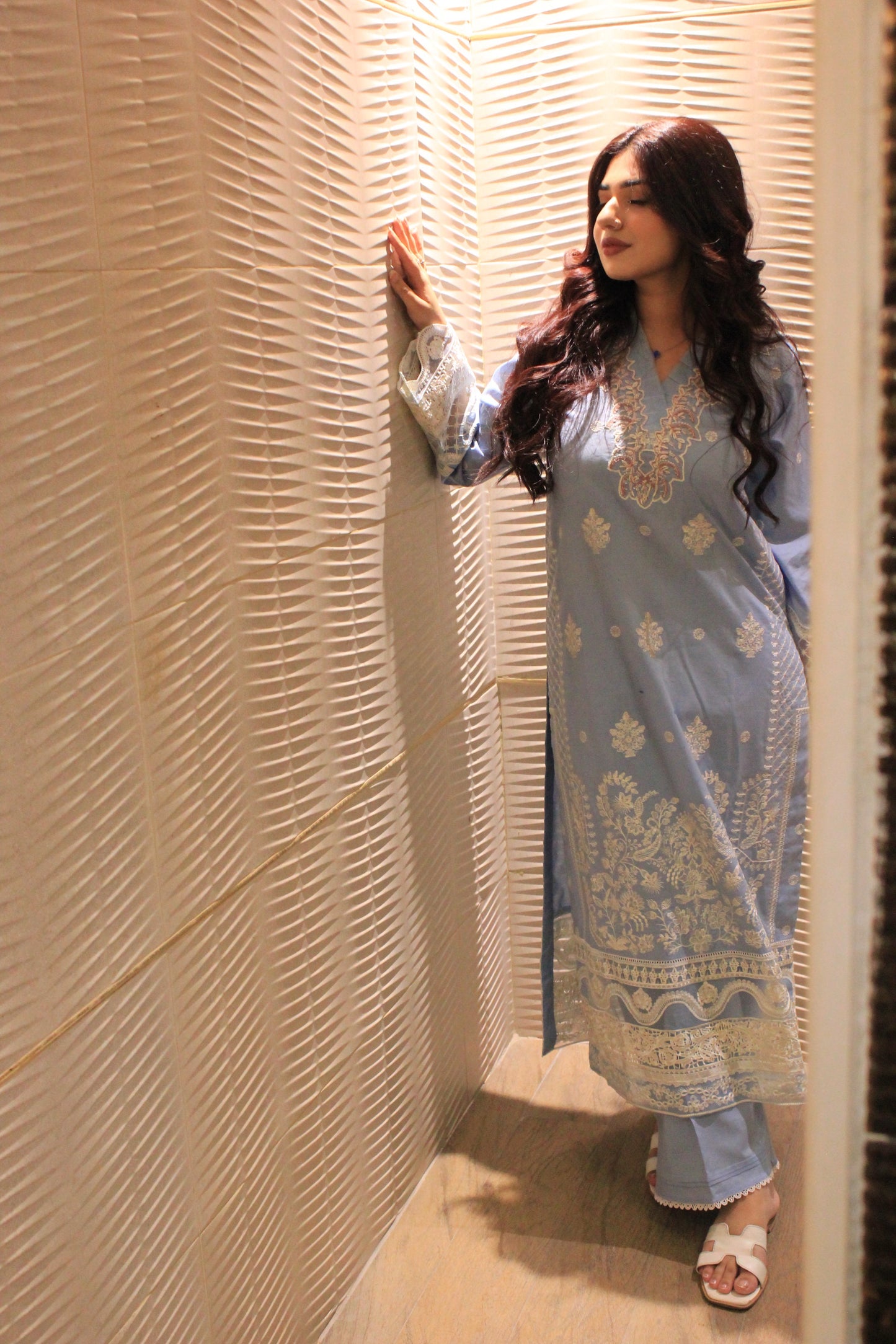 3-Piece Embroidered Stitched Suit - SES1