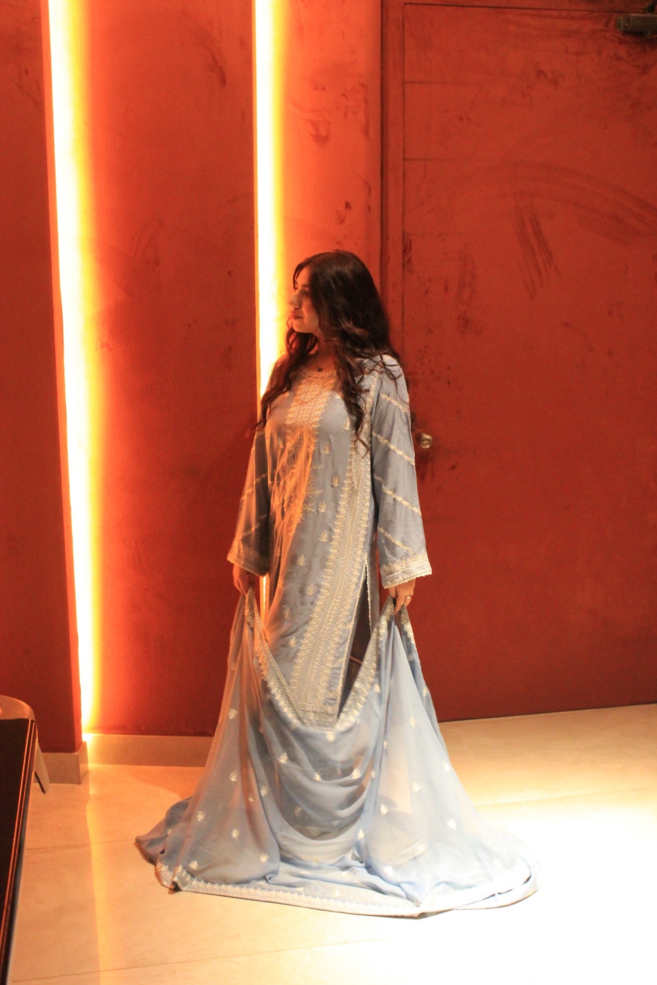 3-Piece Embroidered Stitched Linen Suit - SES5