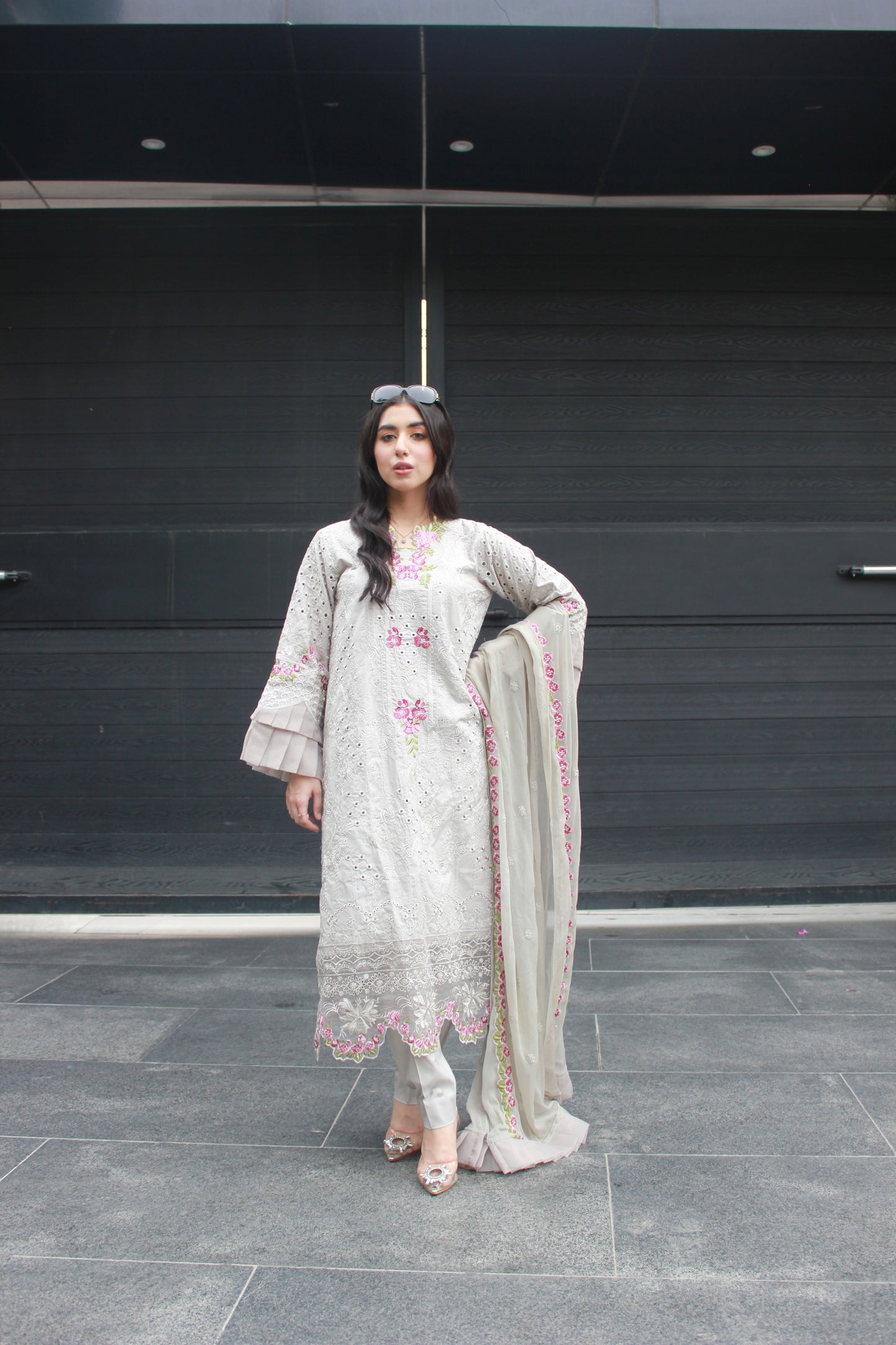 3-Piece Embroidered Stitched Winter Cotton Suit - SES3