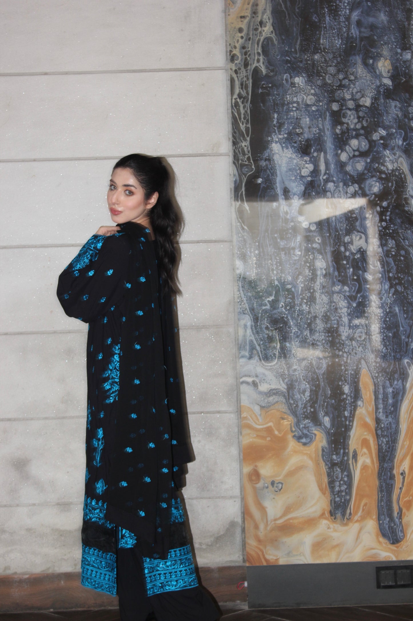 3-Piece Embroidered Stitched Cotton Suit - SES4